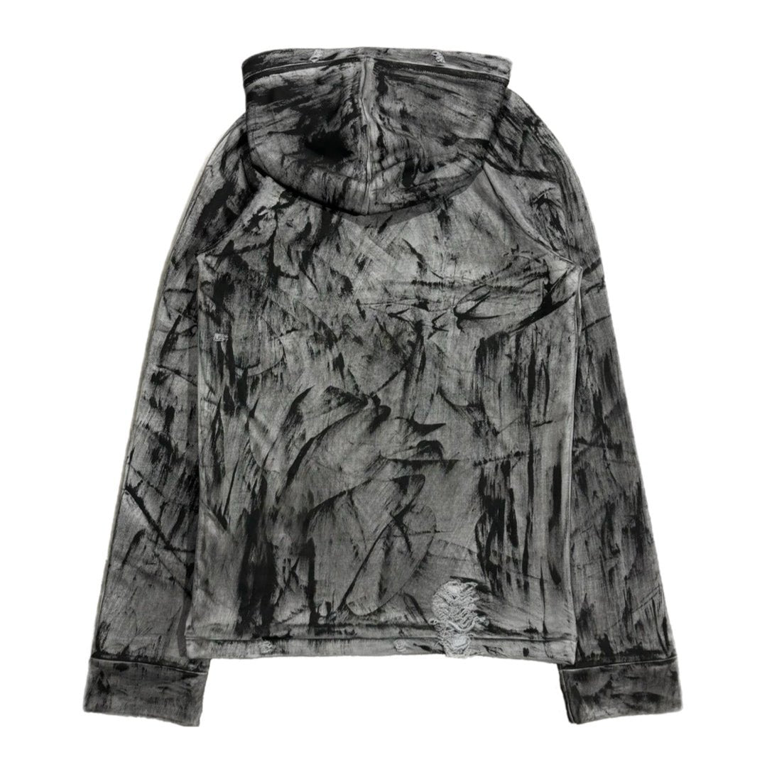 “THREE MUSKETEERS” TRIPPIE GLUCK PAINTED DISTRESSED LIGHT GREY HOODIE