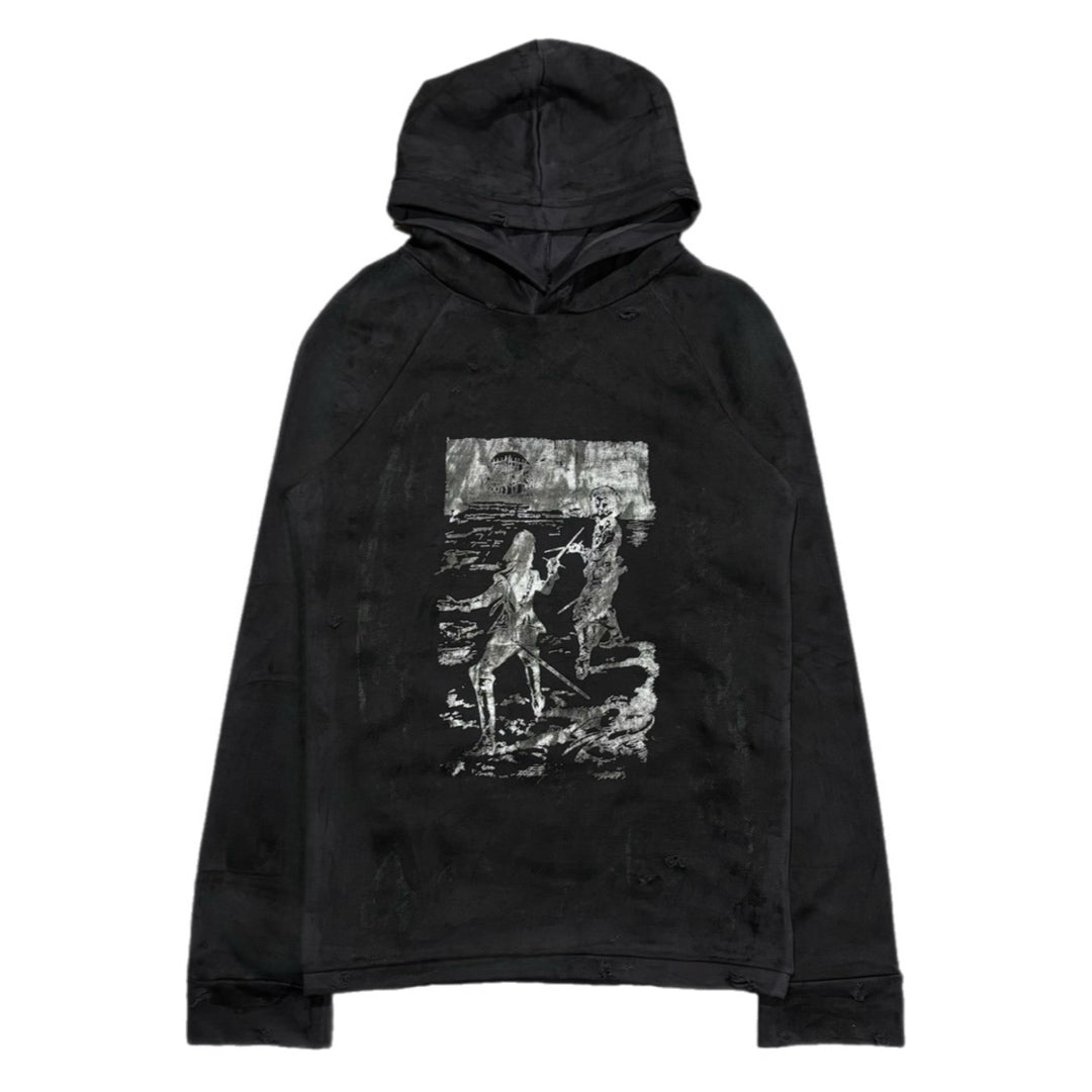 “THREE MUSKETEERS” TRIPPIE GLUCK PAINTED DISTRESSED FUME HOODIE
