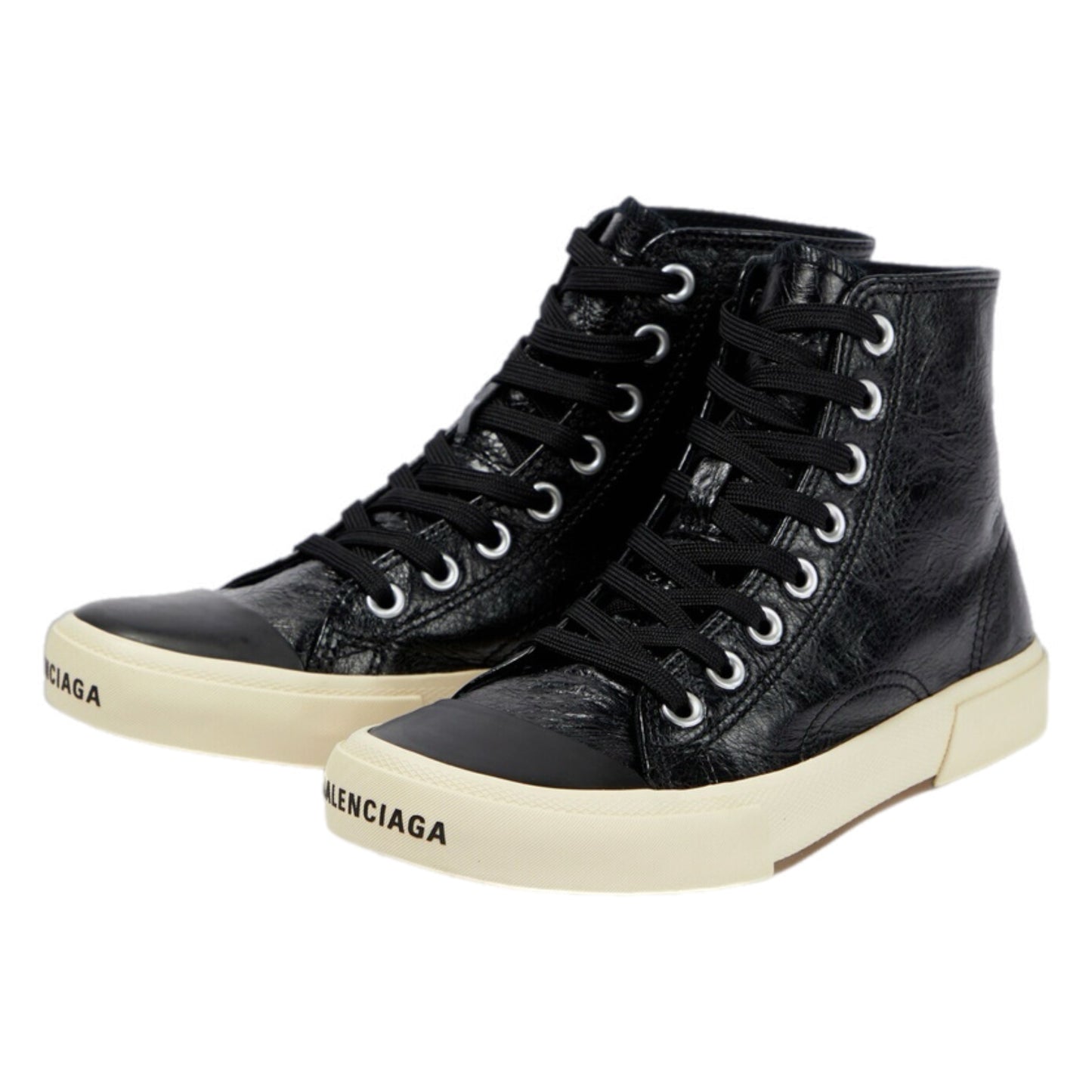 BALENCIAGA PARIS LEATHER HIGH TOP SNEAKERS